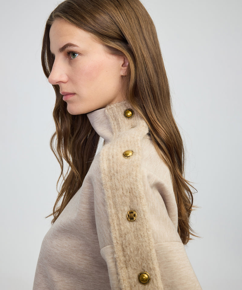 Ipekyol Knitwear Mix Stand-Up Collar Sweatshirt Beige Melange