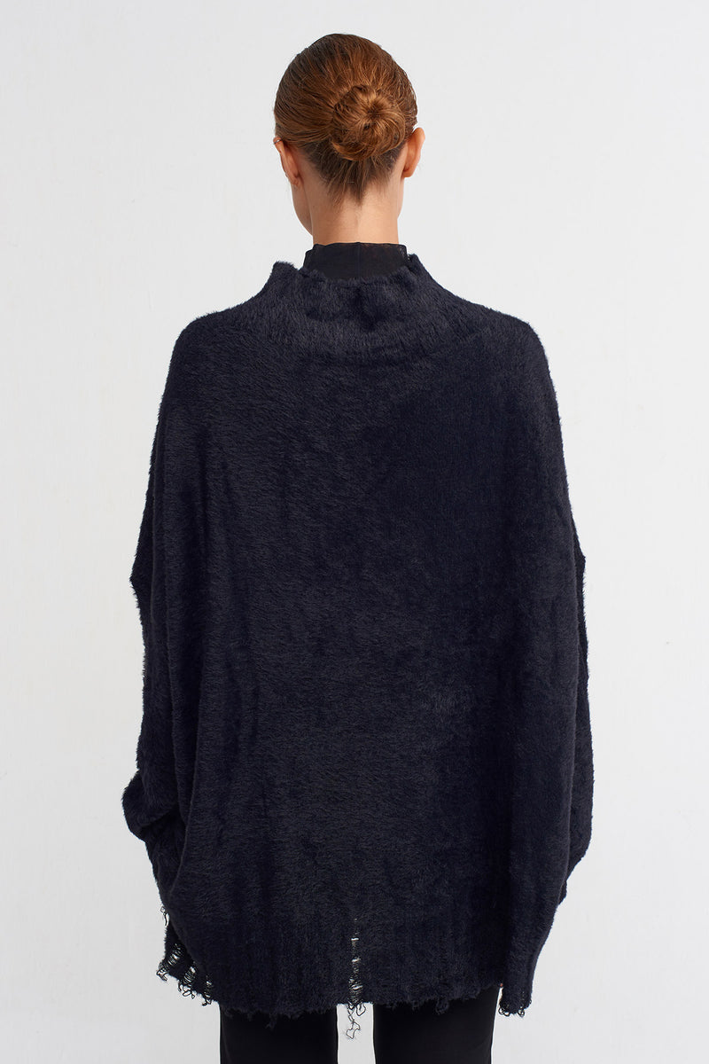 Nu Oversized Soft Fuzzy Sweater Black