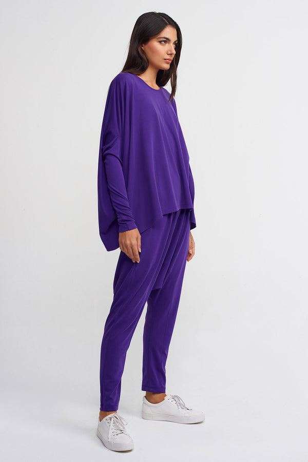 Nu Long-Sleeve Comfort Blouse Purple