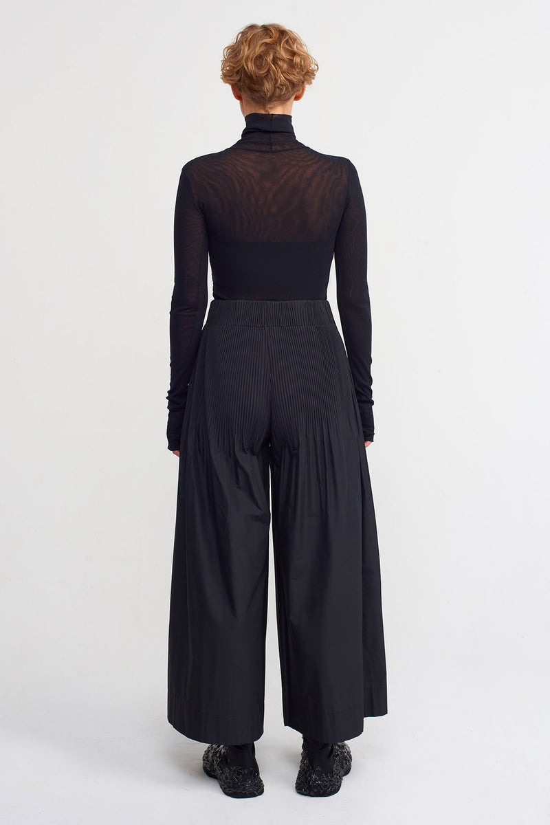 Nu Pleated Wide Leg Trousers Black