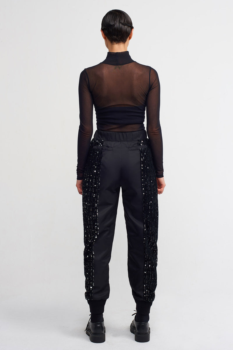 Nu Sequin Side Jogger Trousers Black