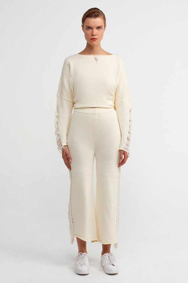 Nu Straight Fit Knit Trousers Natural