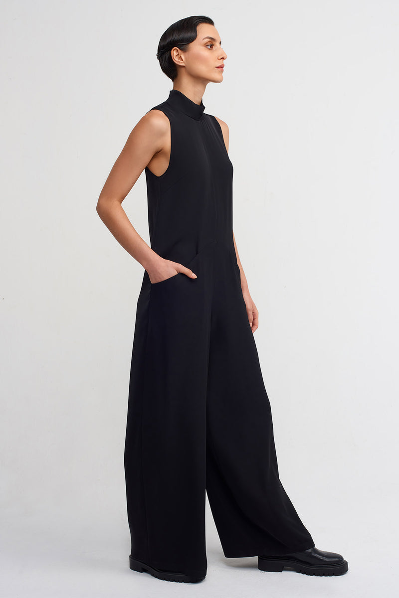 Nu Stylish Jumpsuit With Pockets" Black