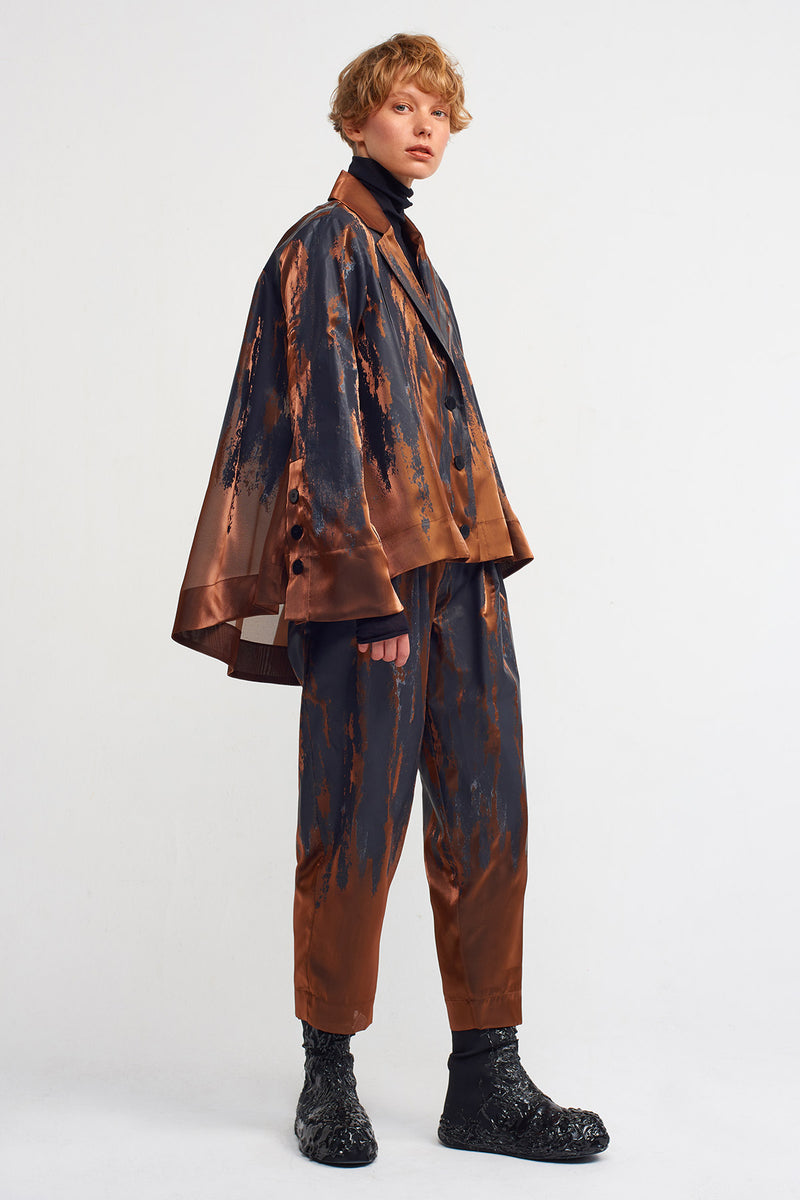 Nu Printed Jacket With Organza Detailed Copper