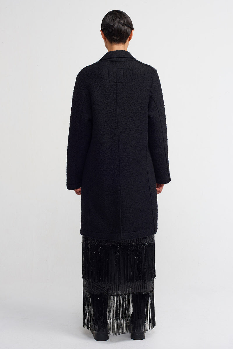 Nu Single-Breasted Elegant Coat Black