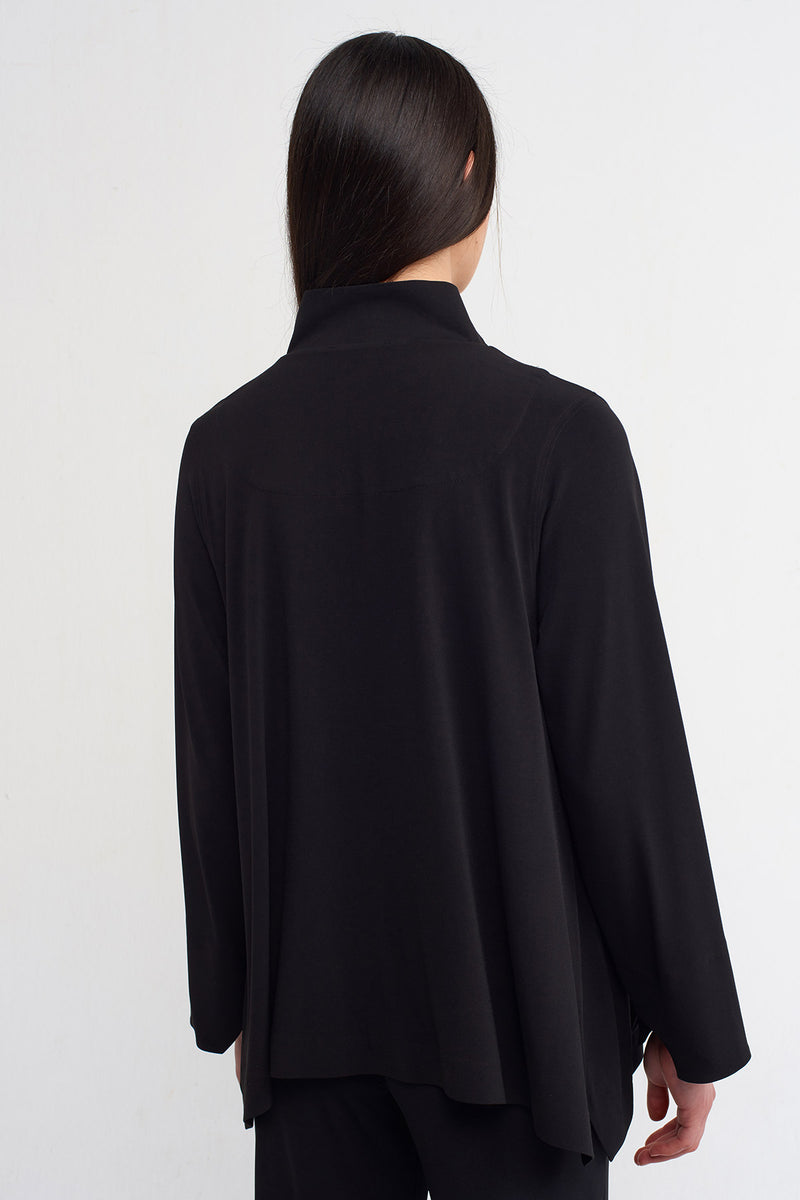Nu Button-Detailed Jersey Cardigan With Pockets Black