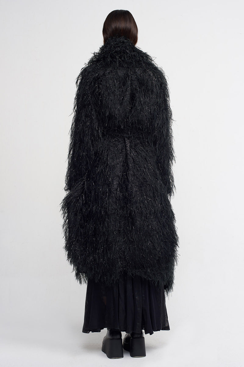 Nu Belted, Furry Oversized Jacket Black