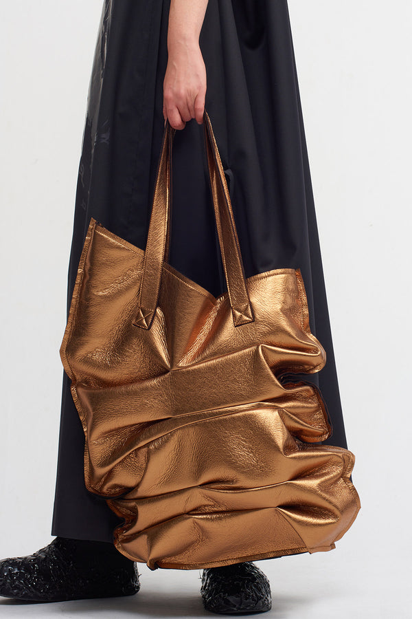 Nu Shiny Coated Tote Bag Ochre