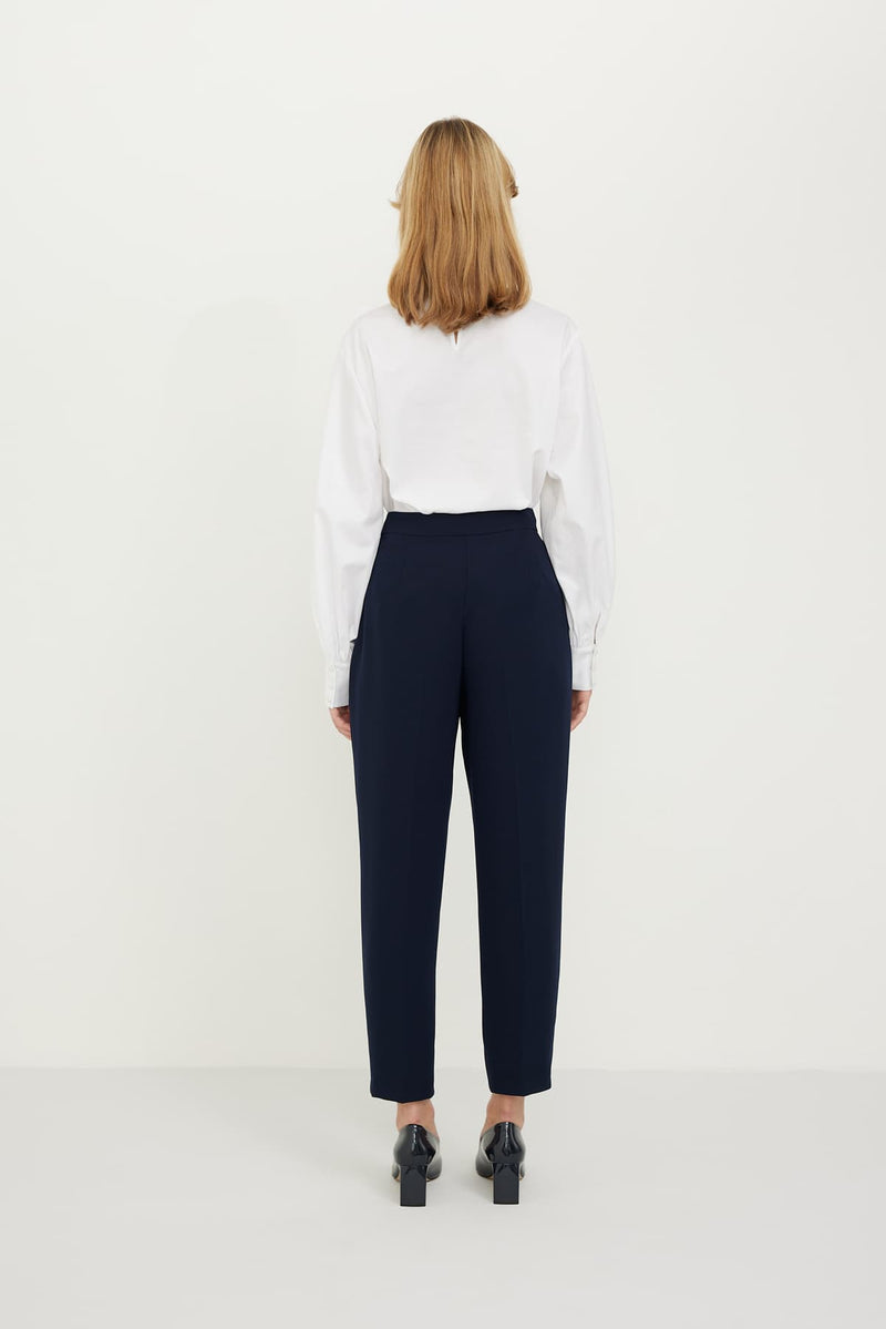Roman Solid Comfortable Fit Trousers Navy