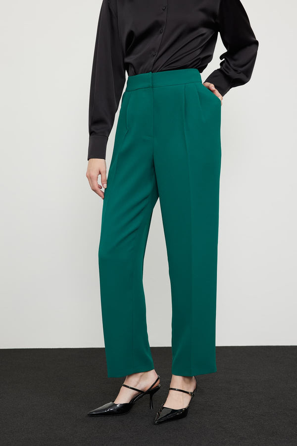Roman Solid Regular Fit Trousers Green