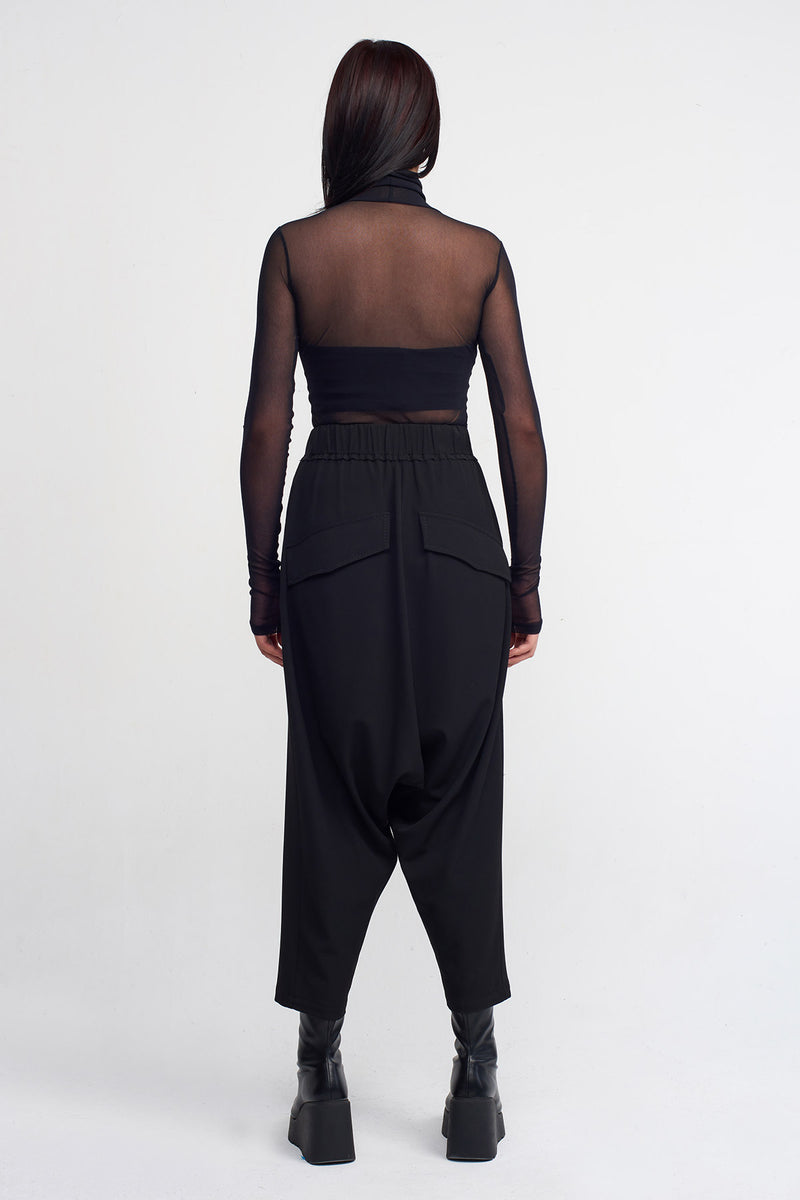 Nu High-Waisted Harem Trousers Black