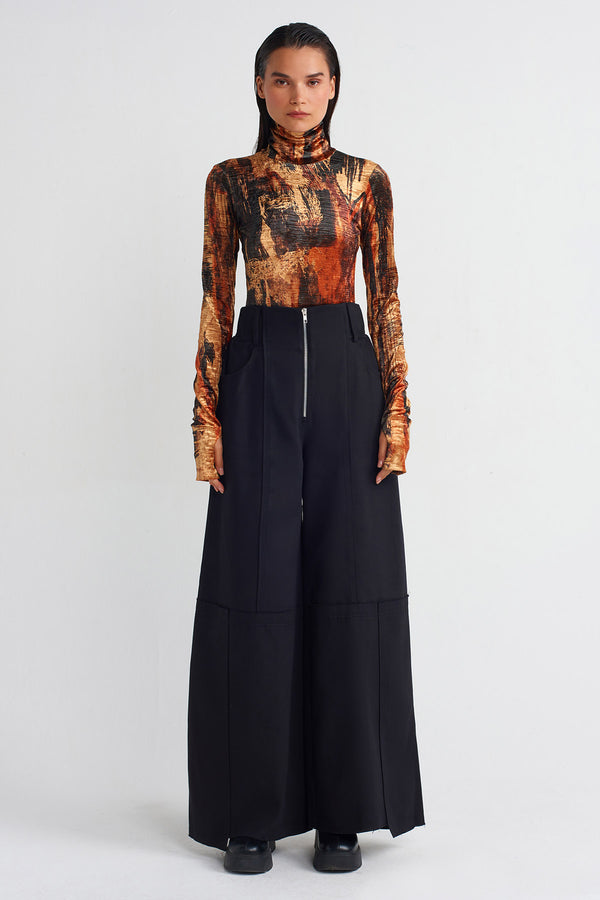 NU Wide-Leg Denim Trousers Black