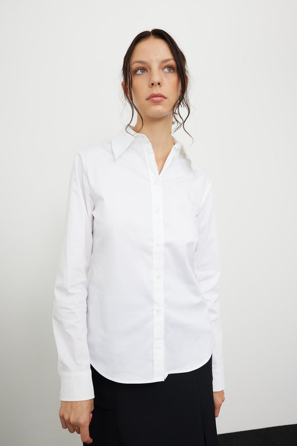 Roman Long Sleeve Poplin Shirt White