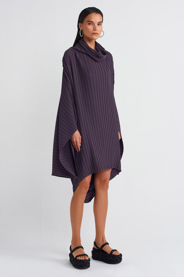 Nu Short Thin Pleated Dress Plum