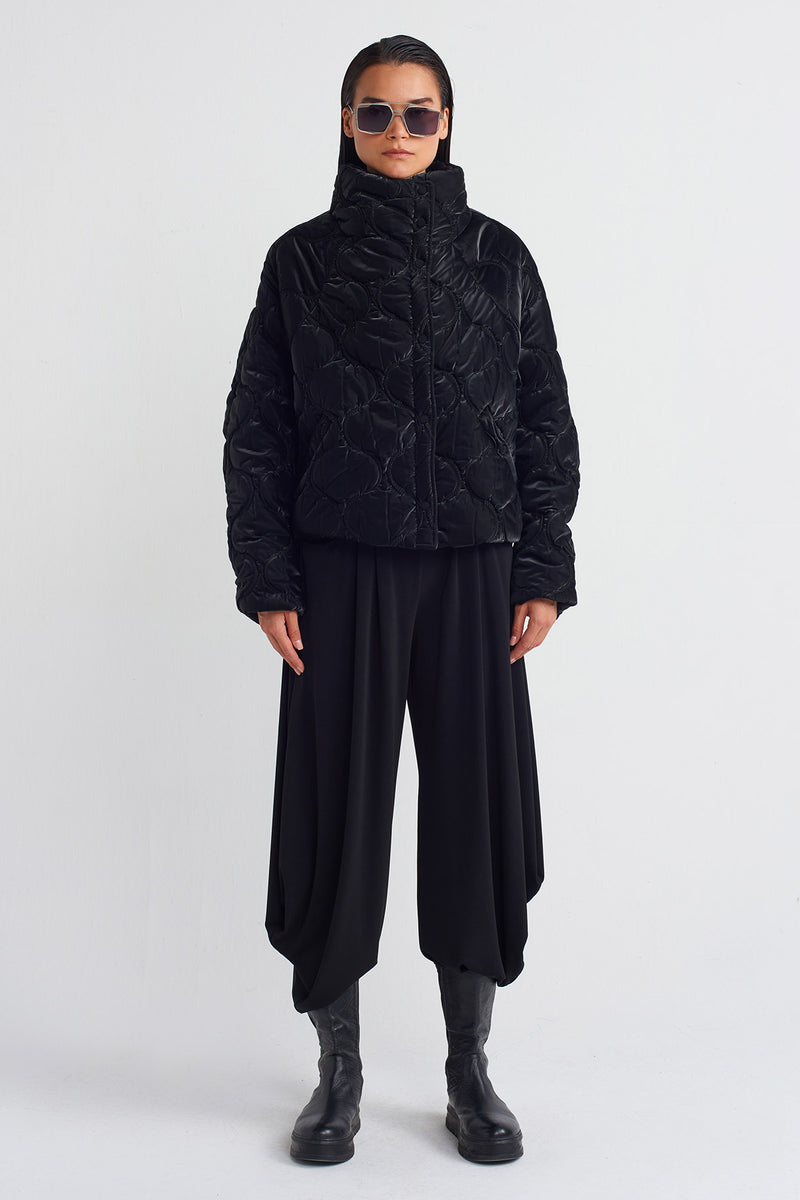 Nu Droplet Quilted Short Jacket Black