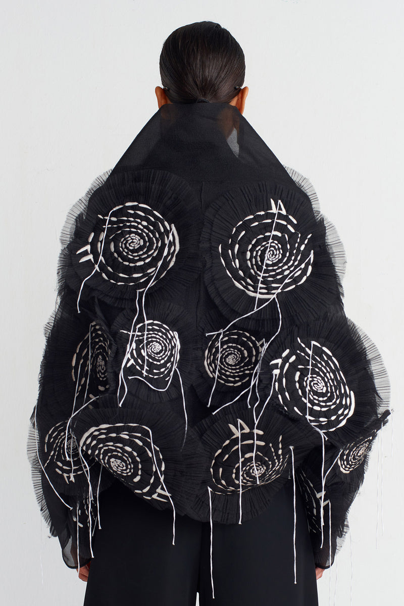 Nu Organza Applique Detail Jacket Black/Offwhite