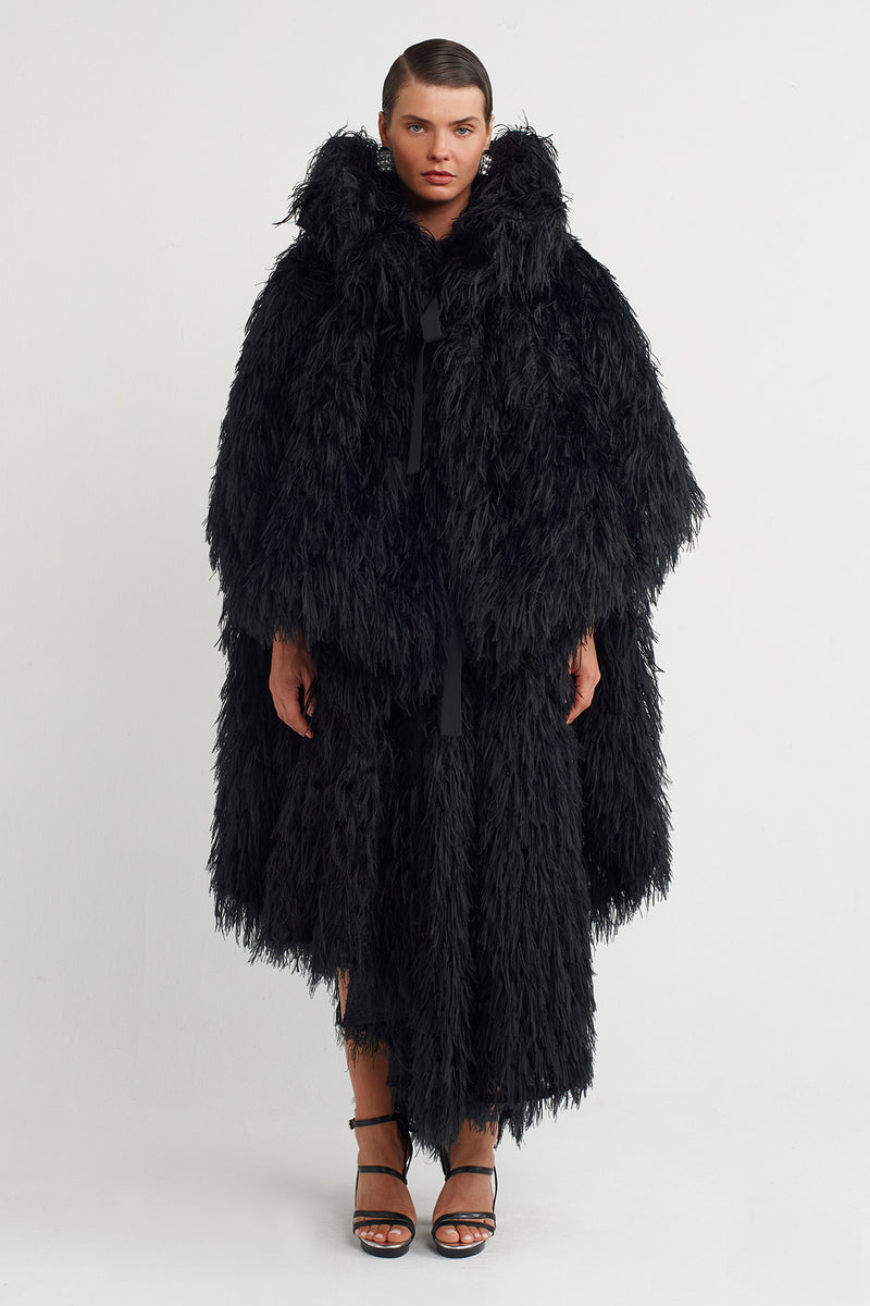 Nu Shawl Collar Fur Jacket Black