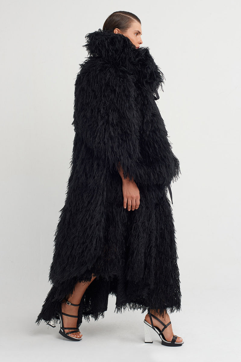 Nu Shawl Collar Fur Jacket Black