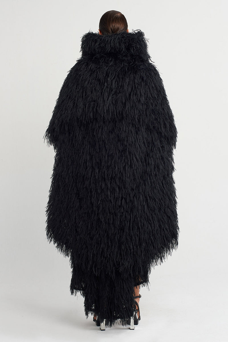 Nu Shawl Collar Fur Jacket Black