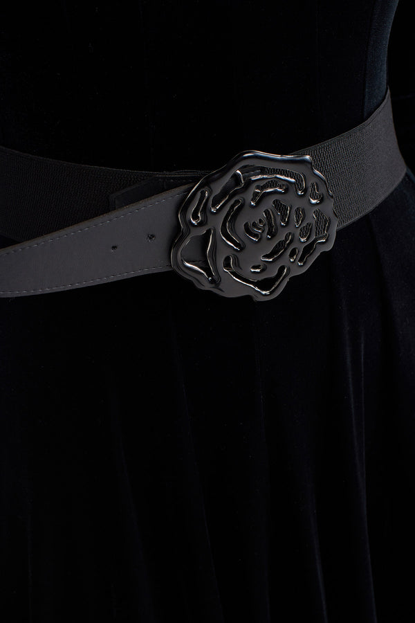 Nu Flower Buckle Belt Black