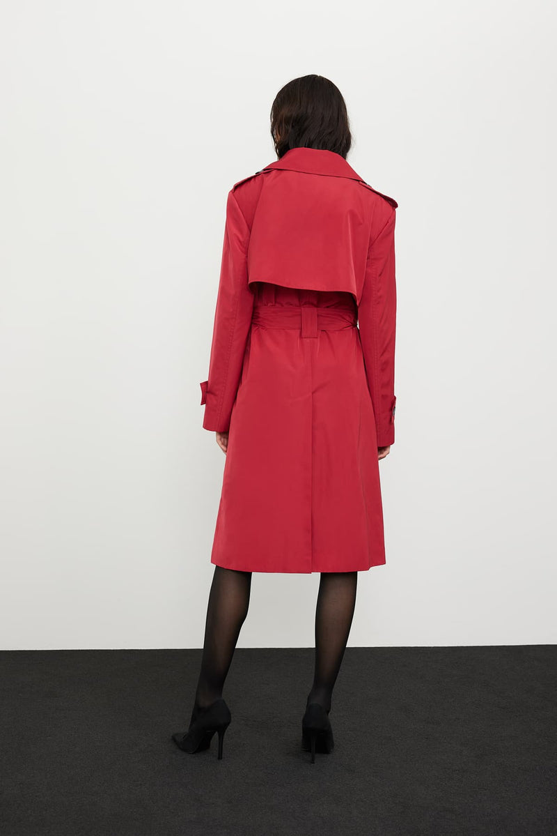Roman Double Breasted Trench Coat Red