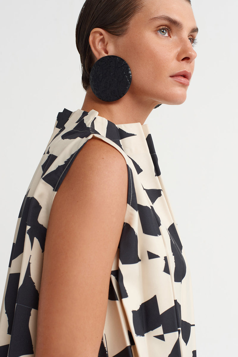 Nu Sleeveless Patterned Sleeveless Blouse Multi Color