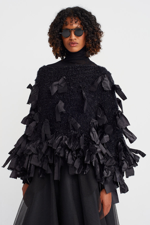 Nu Bow Detail Knit Sweater Black