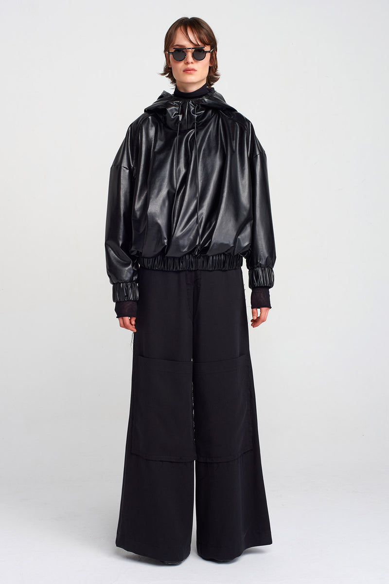 Nu Vegan Leather Sweatshirt Black