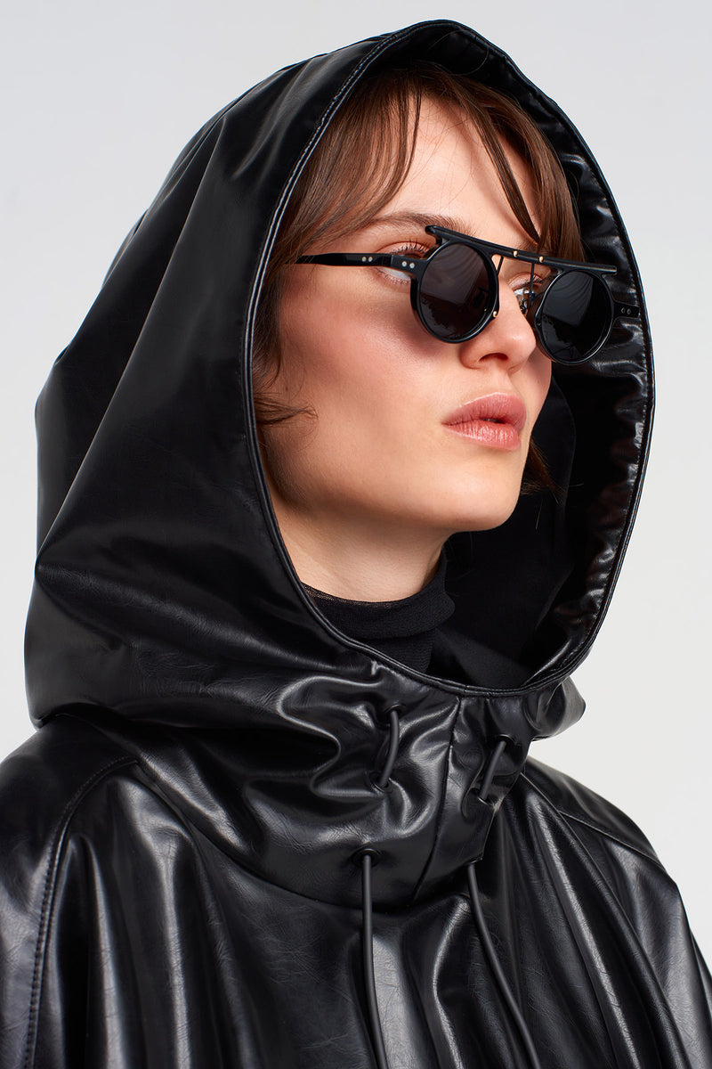 Nu Vegan Leather Sweatshirt Black