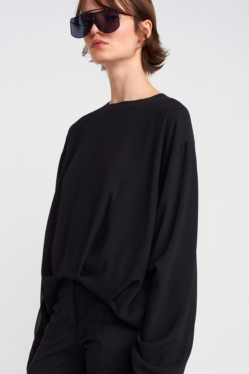 Nu Long Sleeve Chiffon Blouse Black