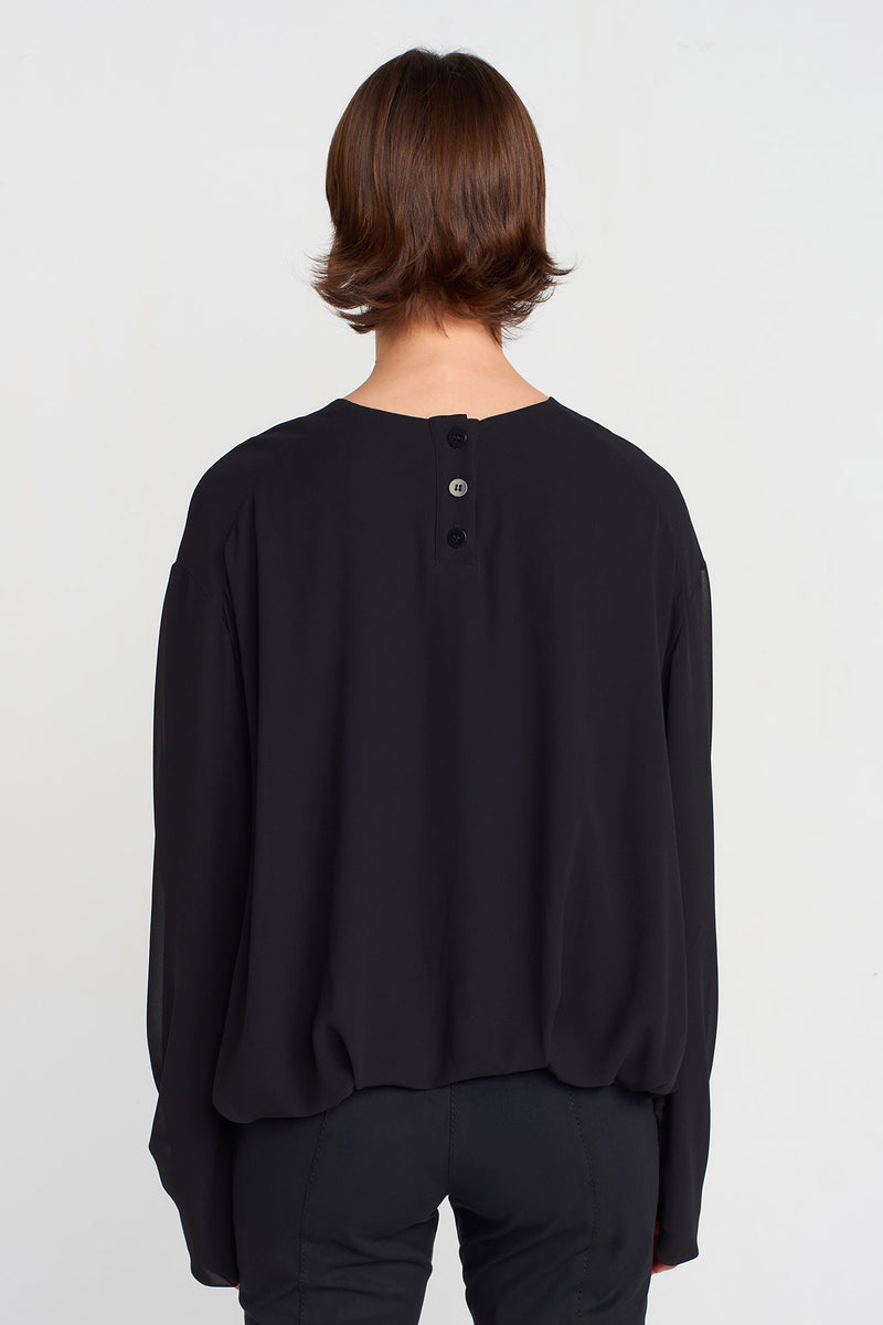 Nu Long Sleeve Chiffon Blouse Black