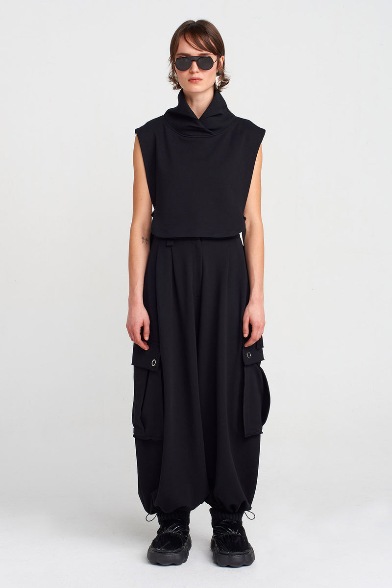 Nu Side Tie, Collared T-Shirt Black