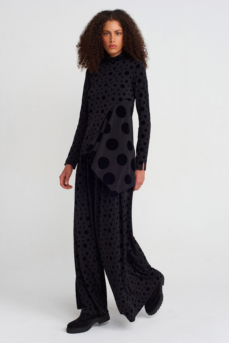 Nu Velvet Polka-Dot Jersey Blouse Multi Color