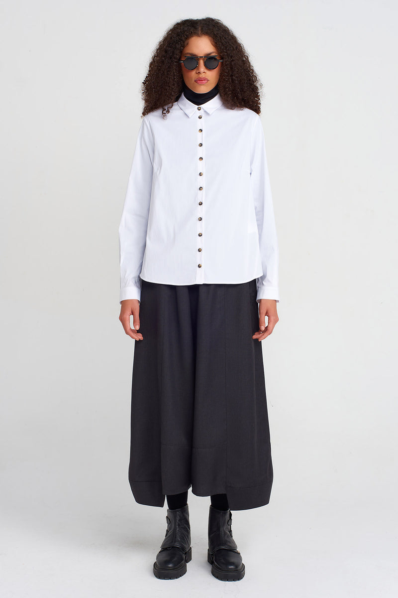 Nu Loose-Back Poplin Shirt Off White