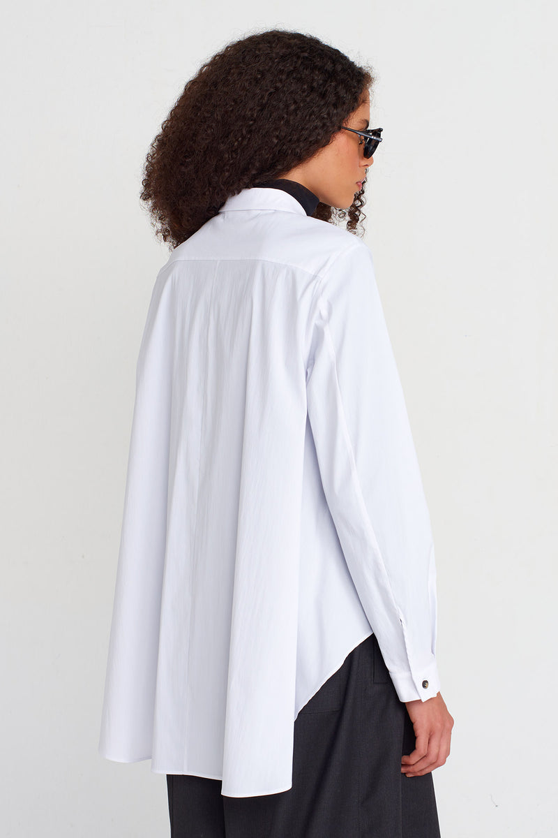 Nu Loose-Back Poplin Shirt Off White