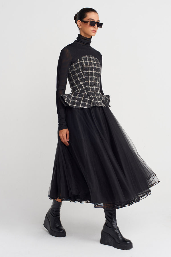 Nu Plaid Tweed Corset Grey/White