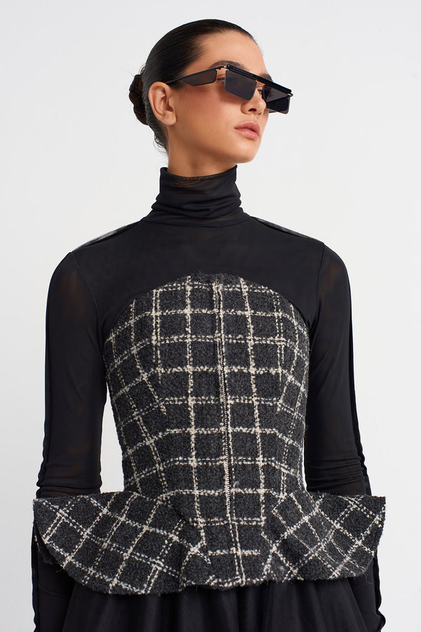 Nu Plaid Tweed Corset Grey/White