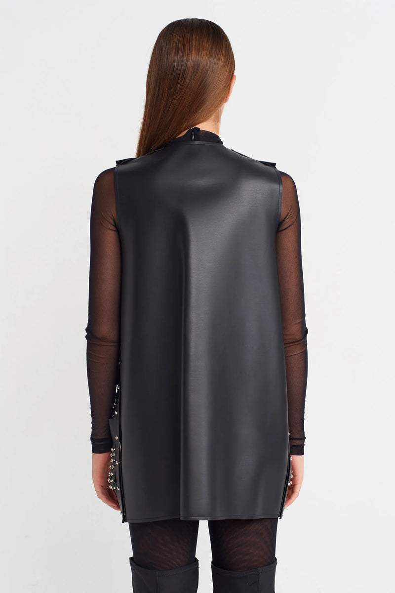 Nu Studded Leather Tunic Black