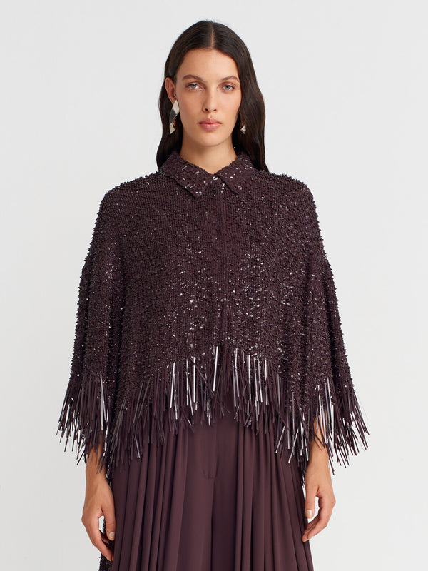 Nu Sequin Elegant Blouse Eggplant