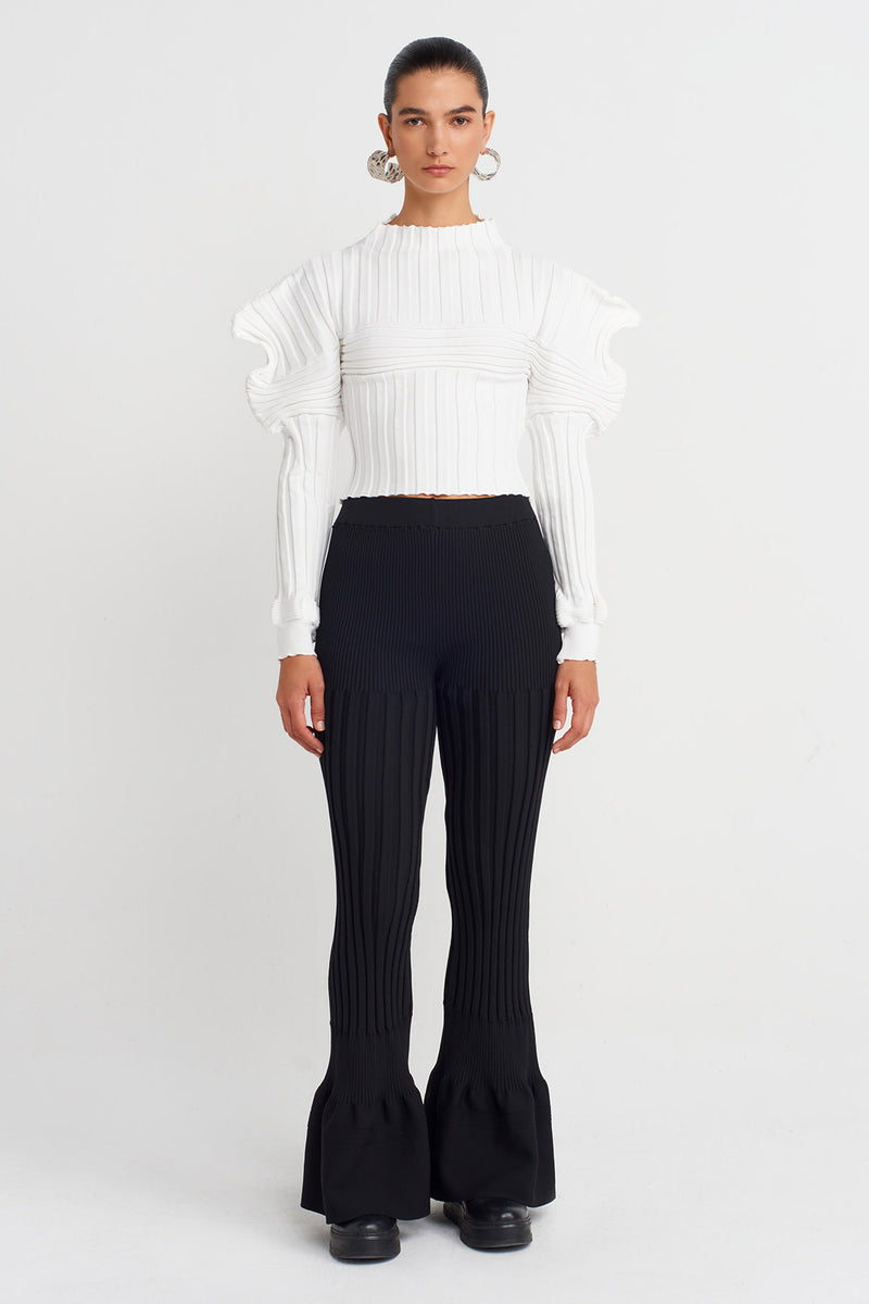 Nu Knitted Shoulder Detailed Blouse Off White