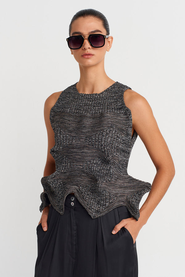 Nu Origami Form Knit Top Black