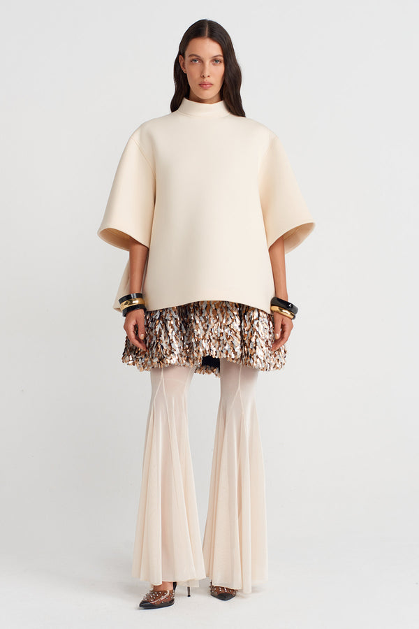 Nu Scuba Fabric Oversized T-Shirt Natural