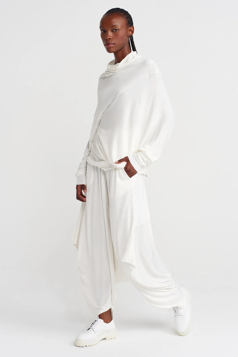 Nu Asymmetrical, Low-Sleeve Blouse Off White