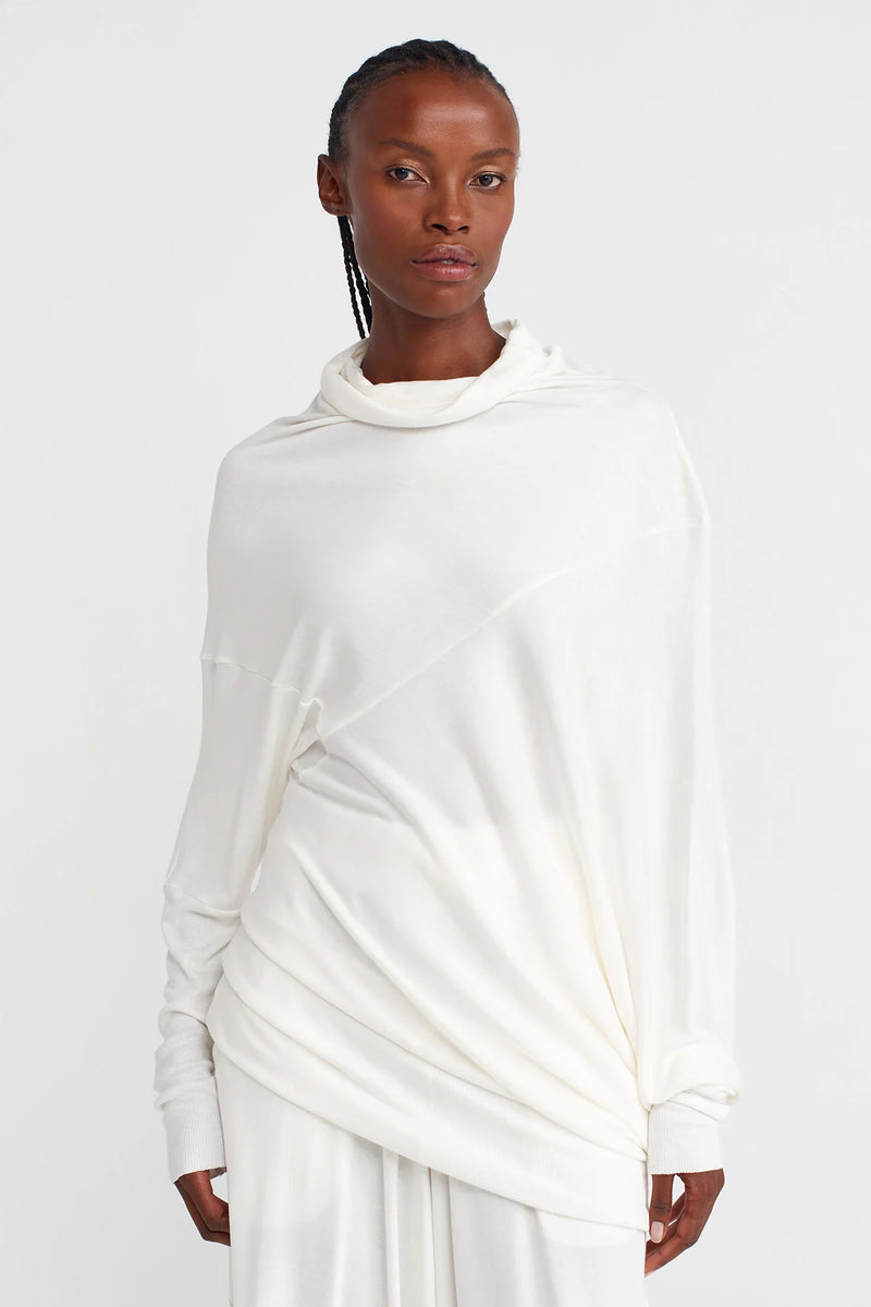 Nu Asymmetrical, Low-Sleeve Blouse Off White