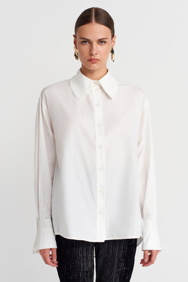 Nu Oversized Fine Taffeta Shirt Milk Serum