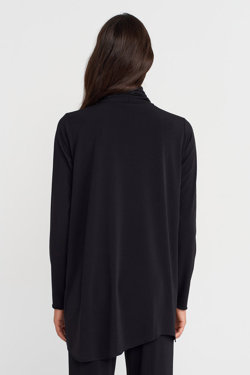 Nu Turtleneck Long Sleeve Jersey Blouse Black