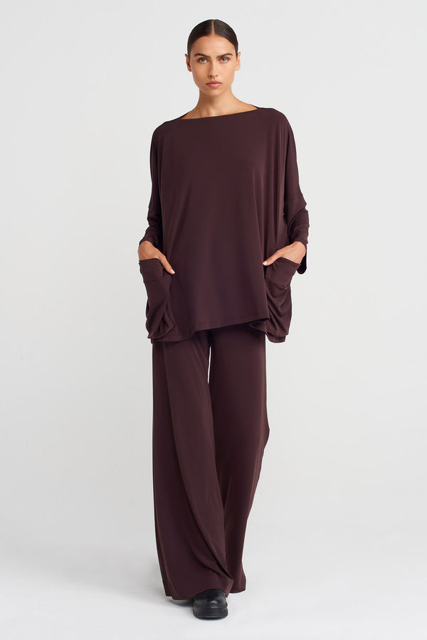 Nu Oversized Jersey Blouse With Side Pockets Eggplant