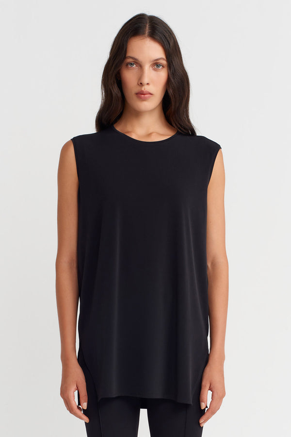 Nu Sleeveless Basic Jersey T-Shirt Black
