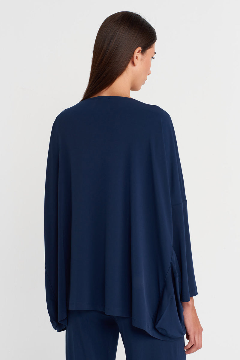Nu Oversized Jersey Blouse Blue+Black