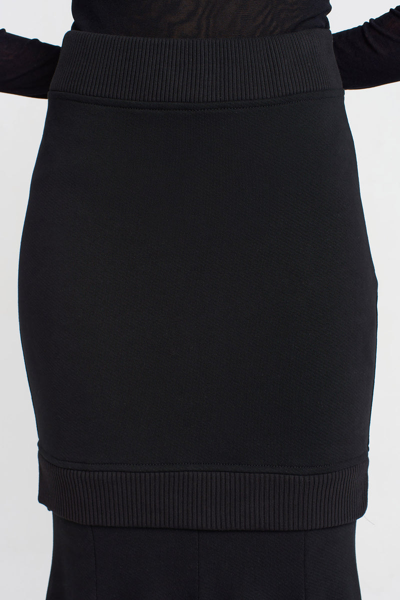 Nu Double Layer Fishtail Skirt Black
